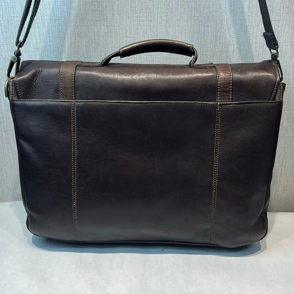 Samsonite Colombian Leather Flapover Case Messenger Bag Brown Buckle Closures